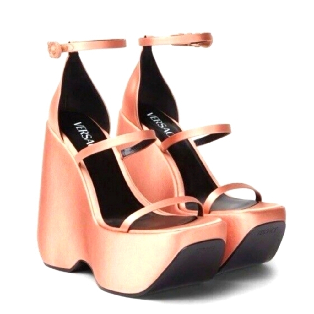 Versace satin Platform wedges